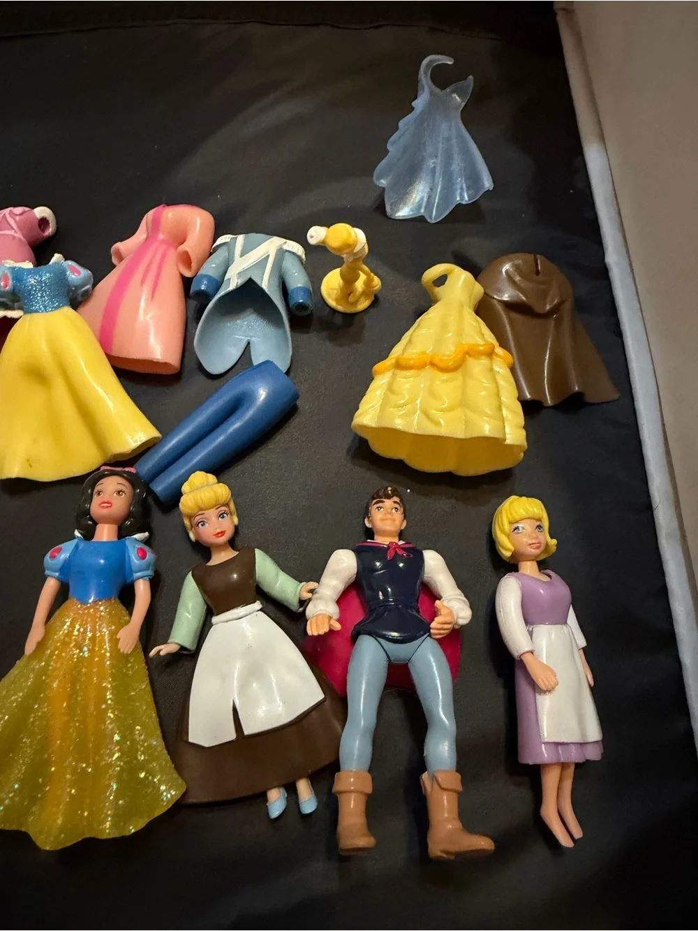 Disney Princess Polly Pocket Mini Doll Lot Rubber Dresses Horse Elsa Belle